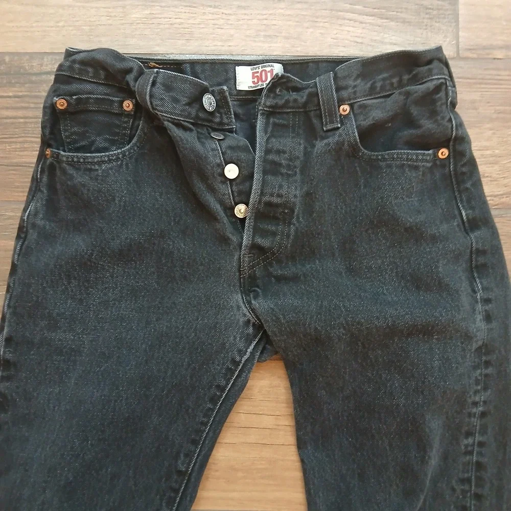 Levi's 501 Jeans Mens 30x30 (FITS28x27) Black Button Fly Cotton Denim